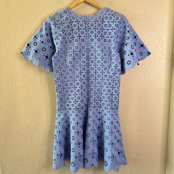 NWT Jonathan Simkhai Mercy Circle Lace Dress Womens Size 8 Blue Hydrangea Mini - Picture 8 of 14